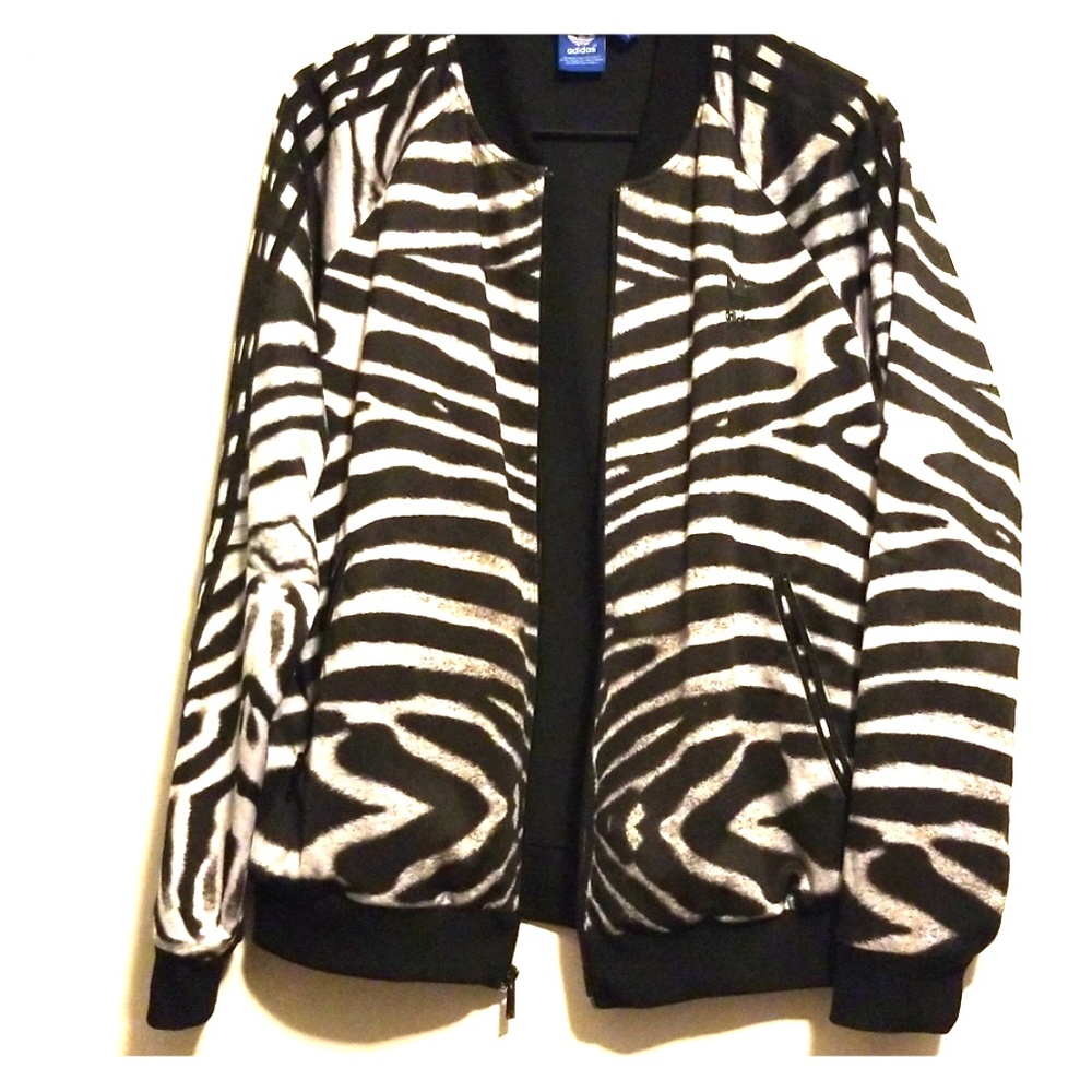Zebra print Adidas jacket size large